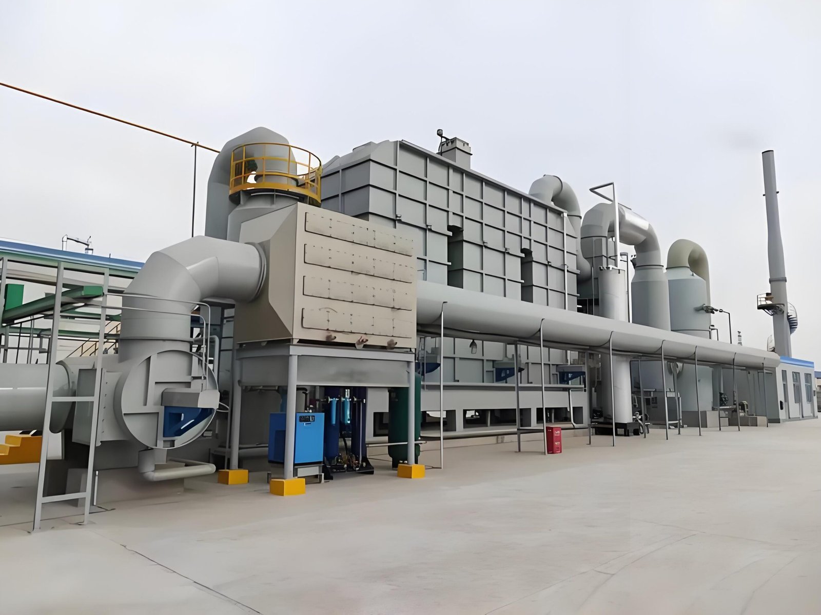 RTO exhaust treatment system with ducts, stack and service access platform